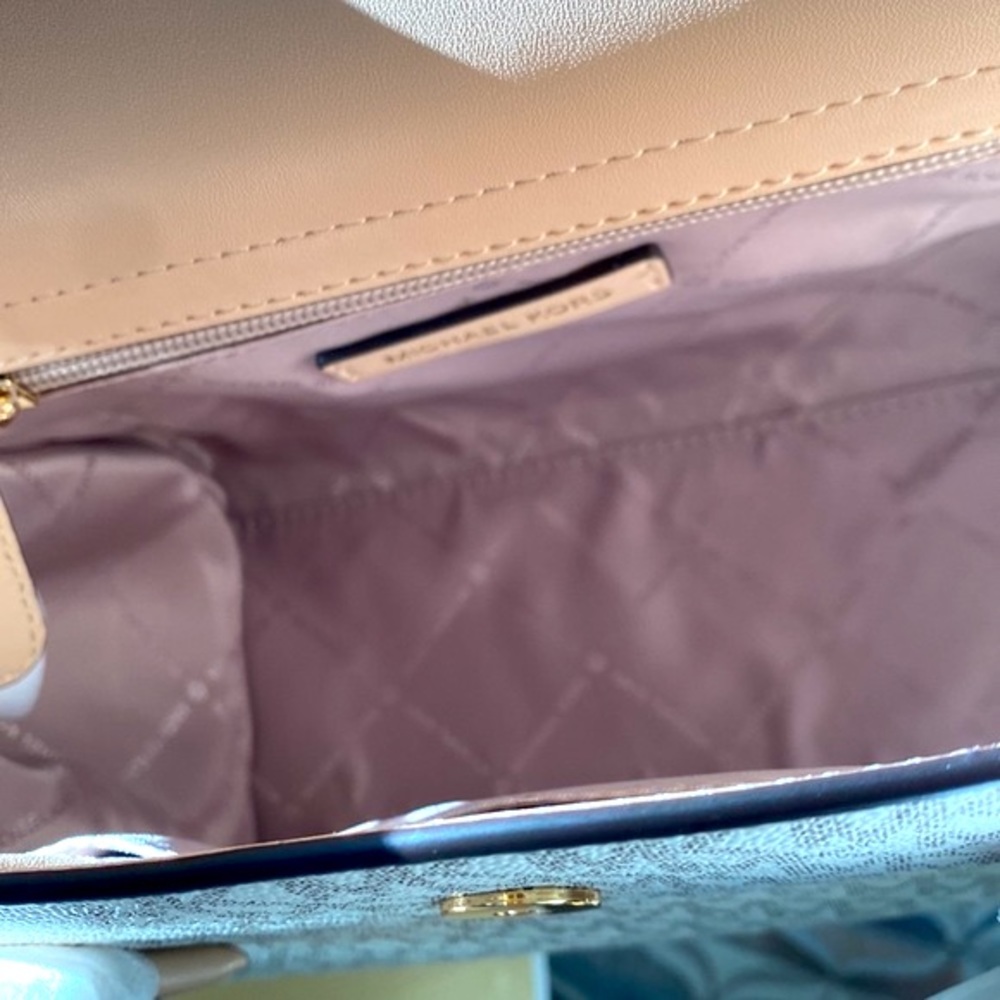 MICHAEL KORS”CARMEN” COLOR-BLOCK LOGO SATCHEL - Picture 9 of 10